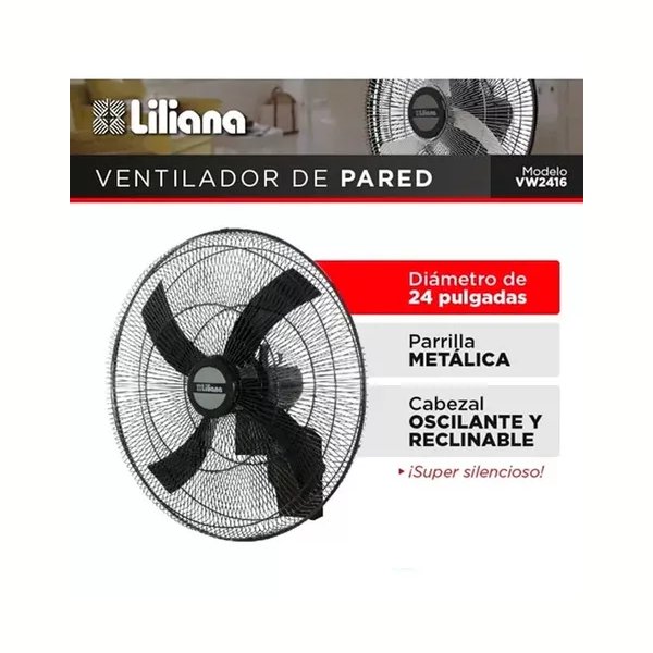 Ventilador de Pared Liliana 24" Frente Y Dorso Metalico