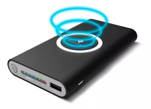 Cargador Portatil Power Bank Doble Qi 10000 Mah Base Celular Negro