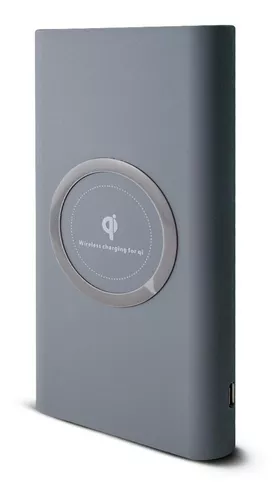 Cargador Portatil Doble Power Bank Inalambrico Qi 10000 Mah Color Gris