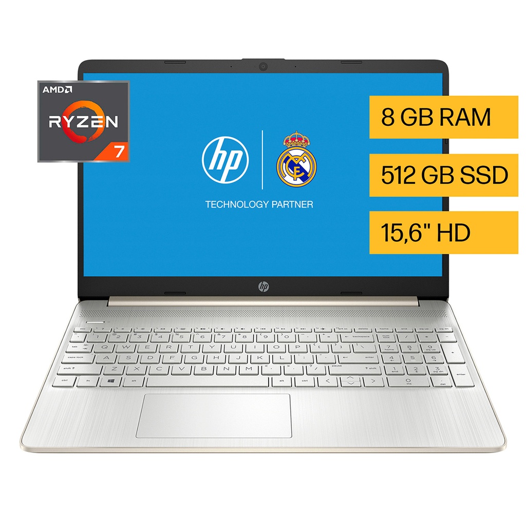 Notebook HP AMD Ryzen 7 15.6" 8GB 512GB SSD Windows 11 Home HD  - 15-Ef2514La