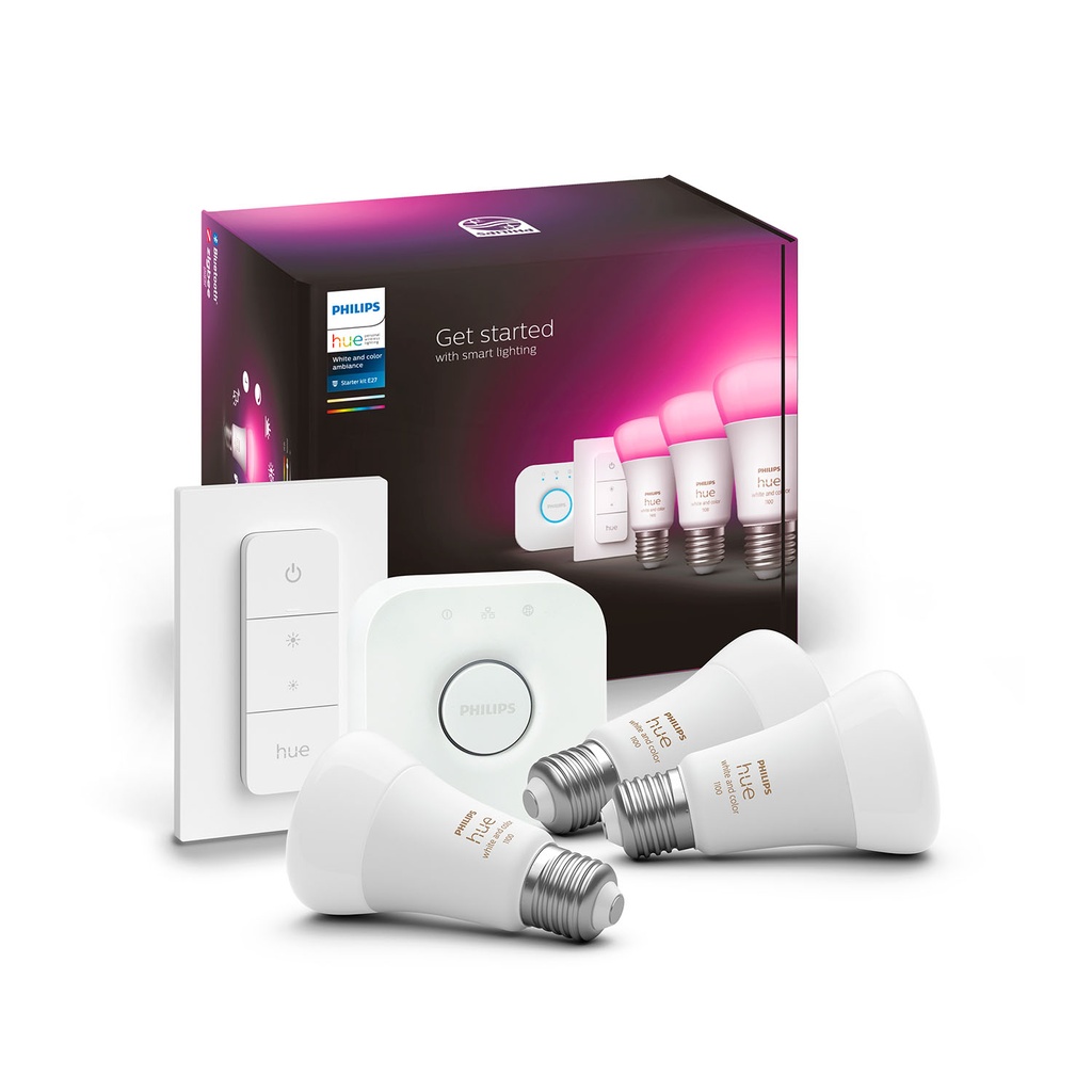 Kit De Inicio Philips Hue E27 Color X3 + Dimmer Switch   