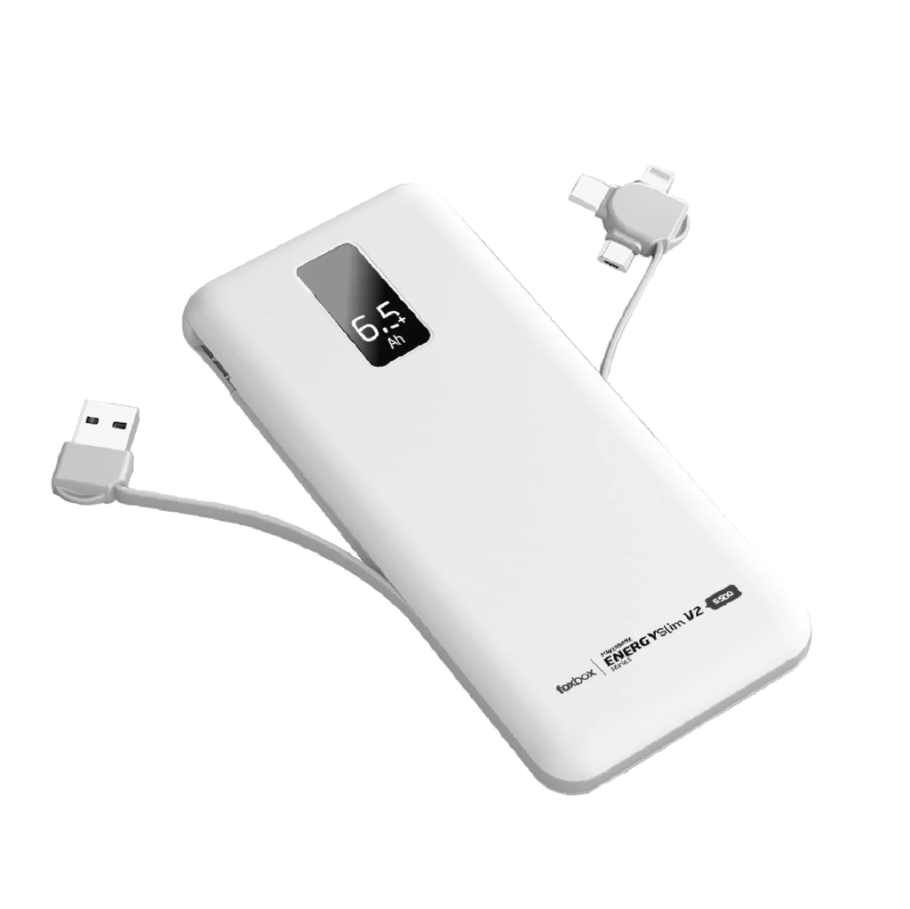 Cargador Portatil Foxbox Energy Slim V2 6500 Mah Blanco