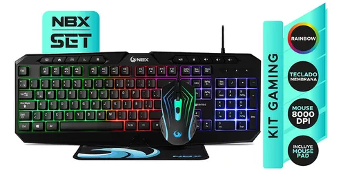 [94NBX-SET1000] Kit Gaming NBX Teclado, Mouse Y Pad RGB Negro