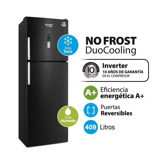 [KHDF42DI/9] Heladera Kohinoor No Frost Inverter 409 Litros Negra