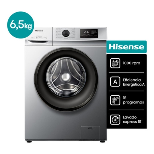 [94WFMB6510SU] Lavarropas Hisense  Automático Carga Frontal 6.5Kg Gris 94Wfmb6510Su