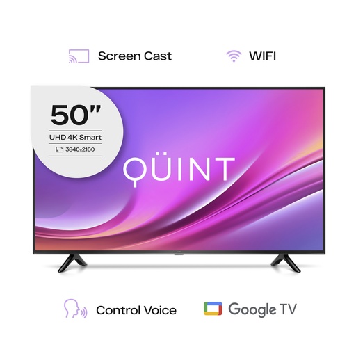 [QT3-50 GTV2024 UHD] Smart Tv Led 50" HD Quint Con Google TV