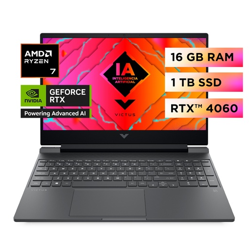 [A14LRLA] Notebook HP Victus Gaming AMD Ryzen 7 15.6" NVIDIA GeForce RTX 4060 16GB RAM 1TB SSD Windows 11 Home  - 15-fb2023la