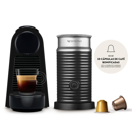 [A3KD30-AR-BKNE2] Cafetera Nespresso Essenza Mini D Negra + Aeroccino 3